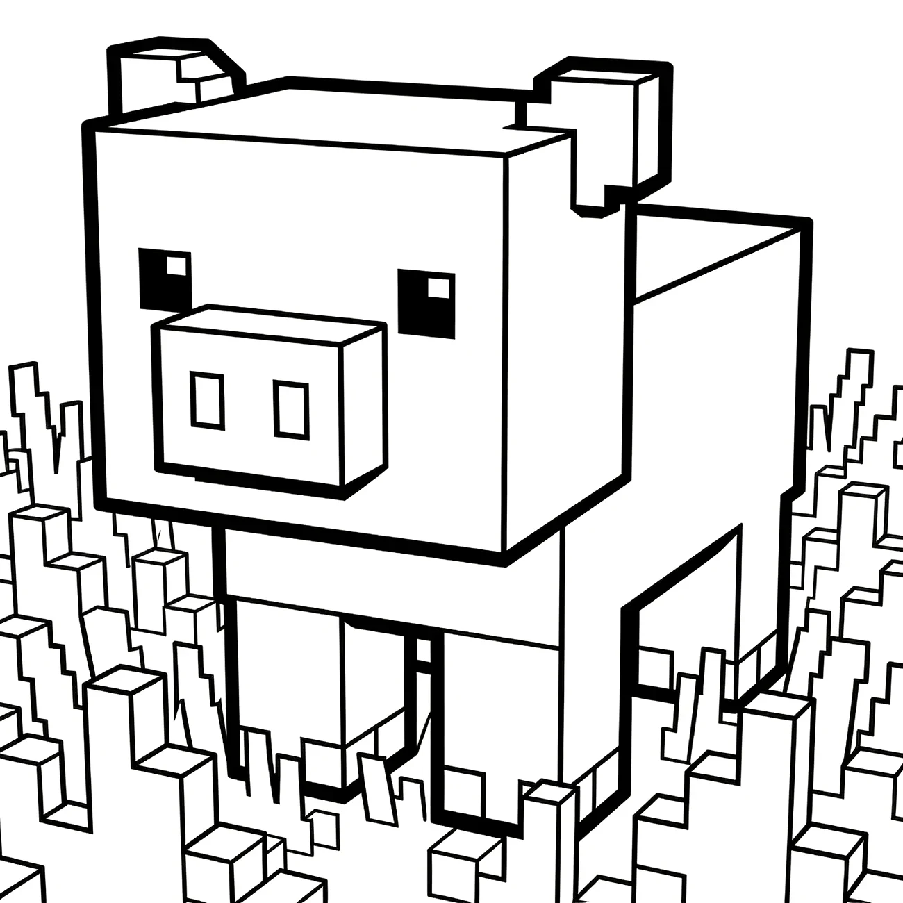 Minecraft prasátko na trávě (variant 2)