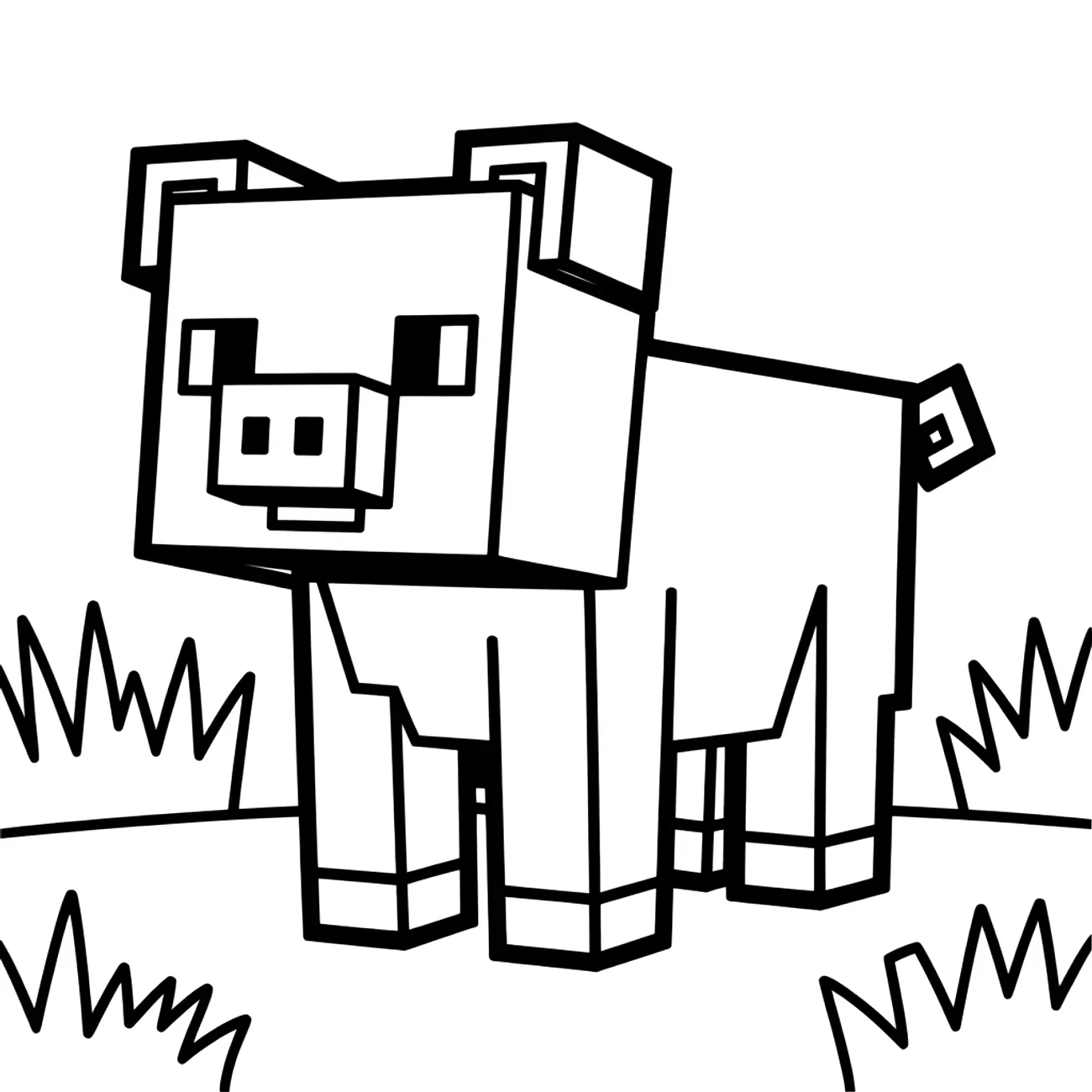 Minecraft prasátko na trávě