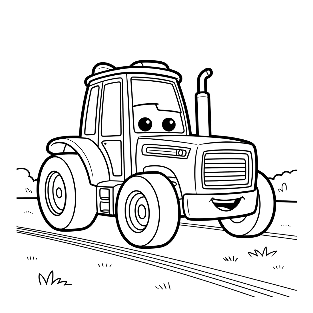 Traktor na louce - jednoduchý