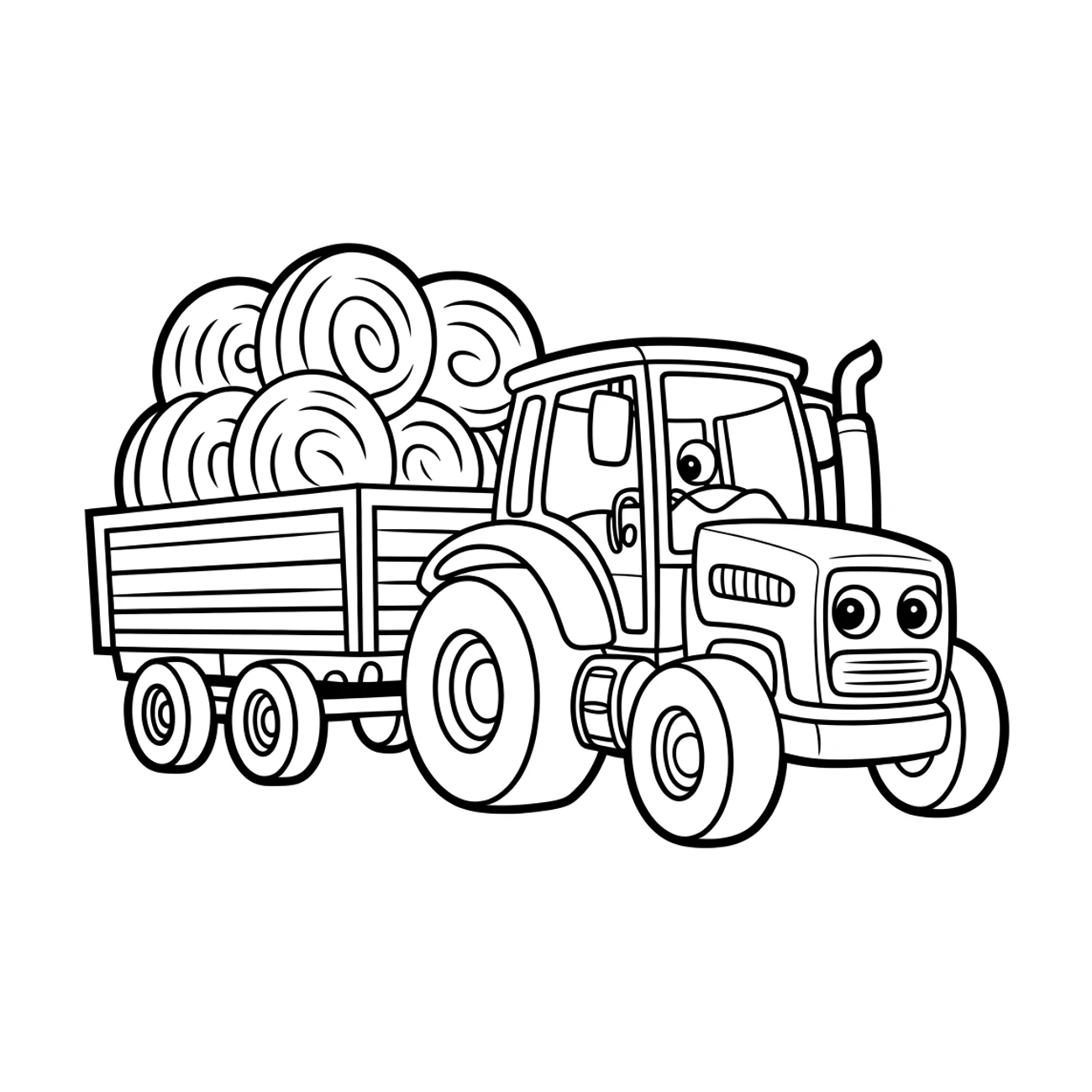 Traktor s plným přívěsem sena