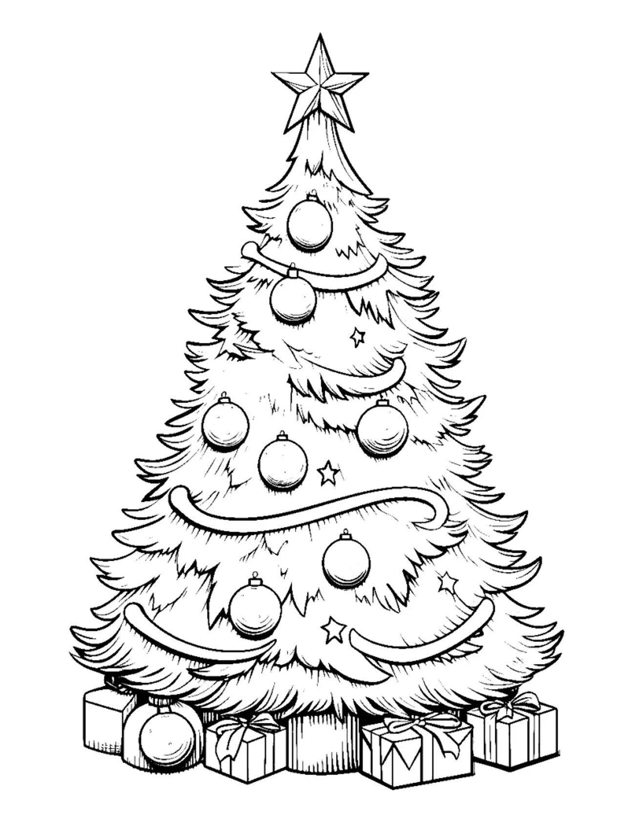 Realistický vánoční stromeček - omalovánka